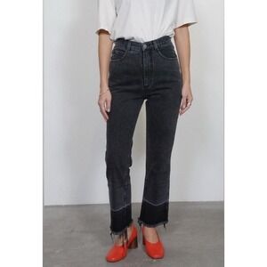 Rachel Comey Jeans Women 6 Washed Black Legion High Rise Straight Leg Raw Hem